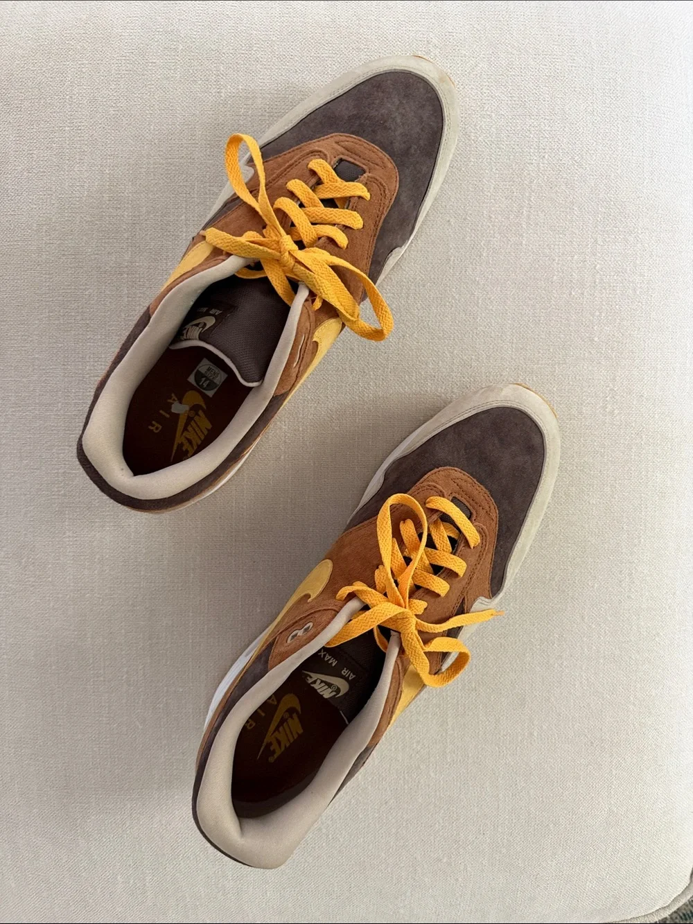 Nike Men's Suede Low-Top Sneakers in Brown and Yellow